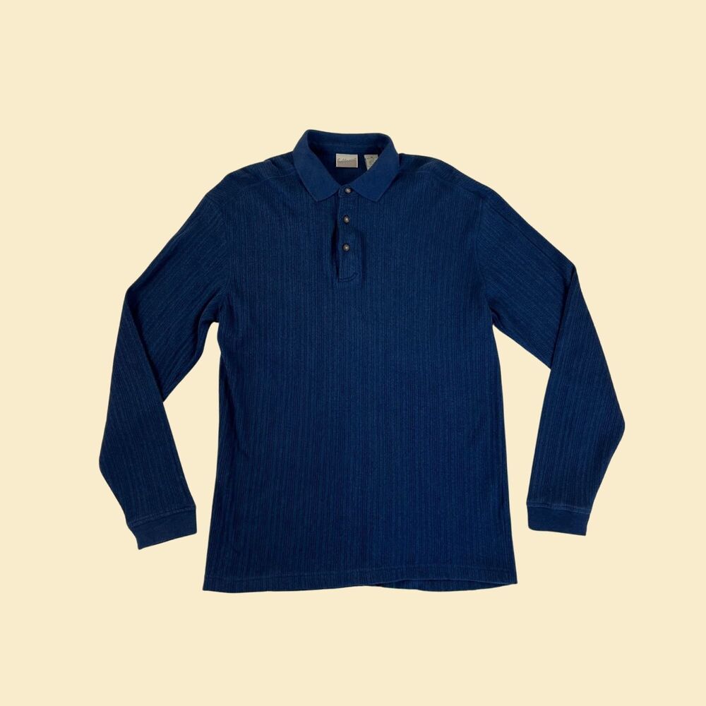 90s long sleeve blue polo shirt by Fieldmaster, vintage size M 1990s shirt